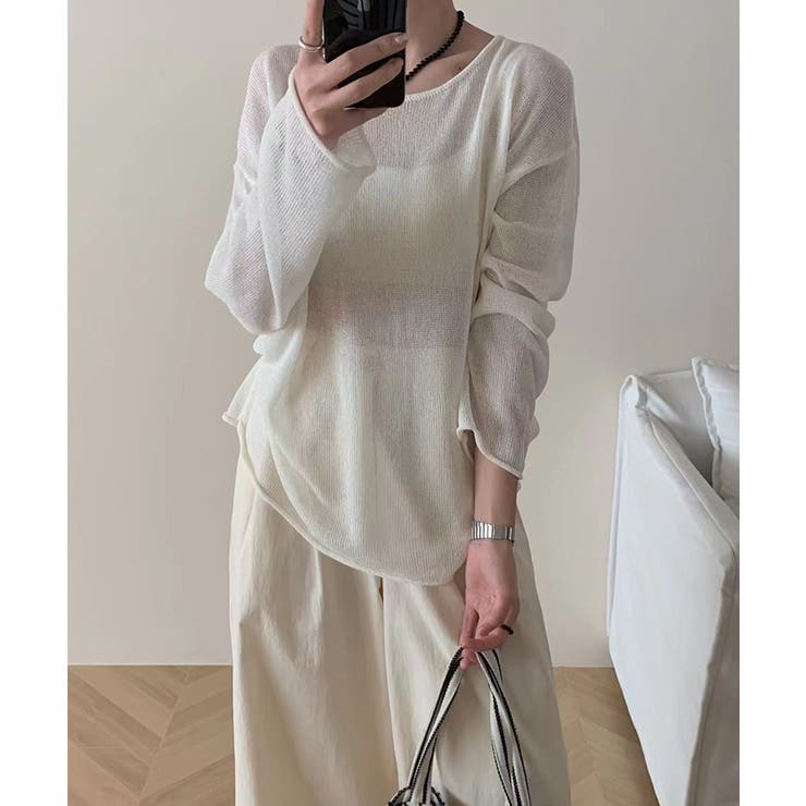 ゆるっと大人カジュアル シアーニット ラウンドネック | COCOMOMO | 詳細画像5 