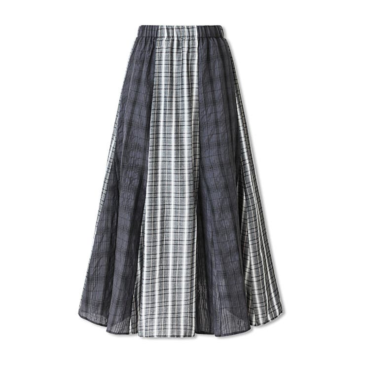 切り替えチェックスカート チェックスカート フレアスカート[品番