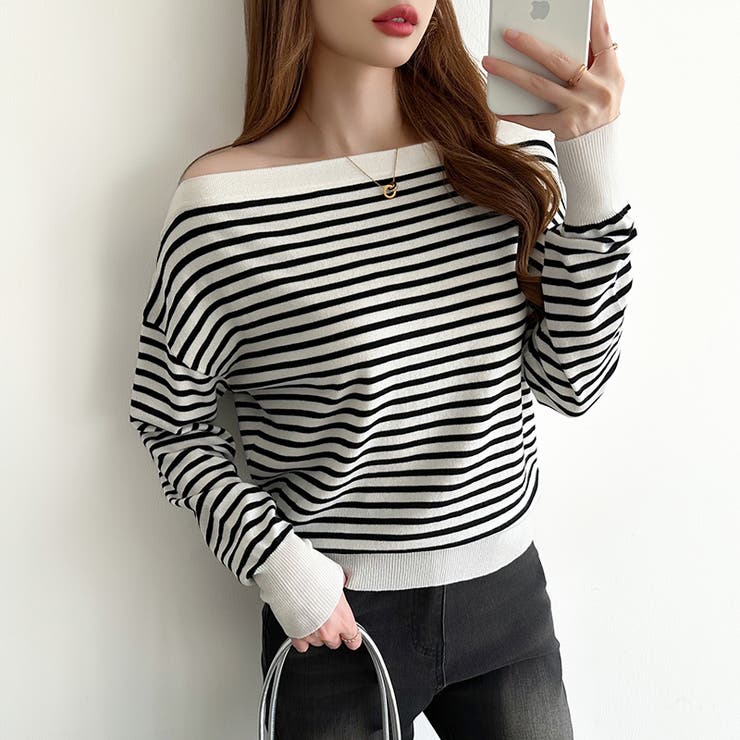 オフショルダー ニット ワンショルダーニット | COCOMOMO | 詳細画像36 