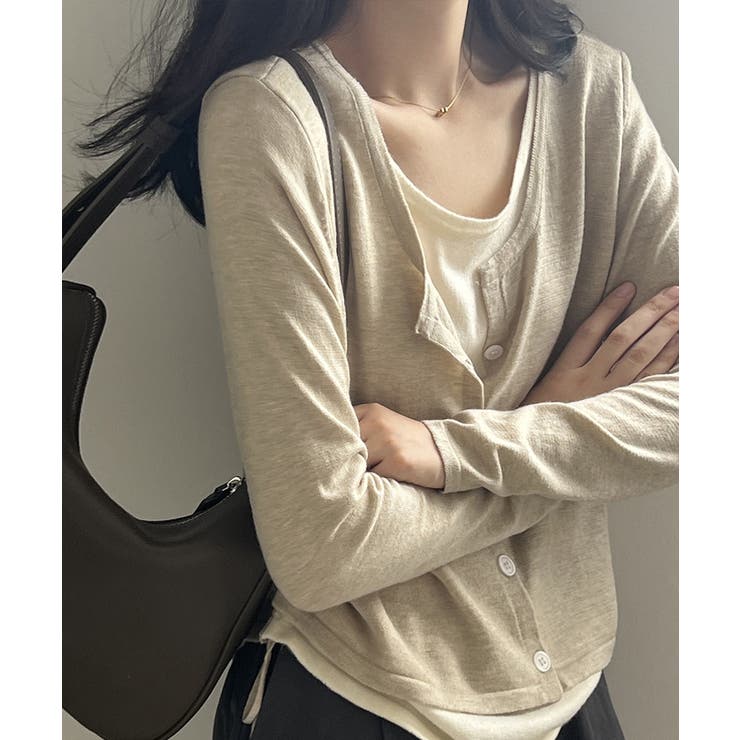 レイヤード風トップス ニット ボーダー | COCOMOMO | 詳細画像13 