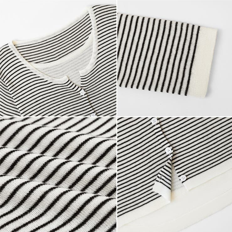 レイヤード風トップス ニット ボーダー | COCOMOMO | 詳細画像19 