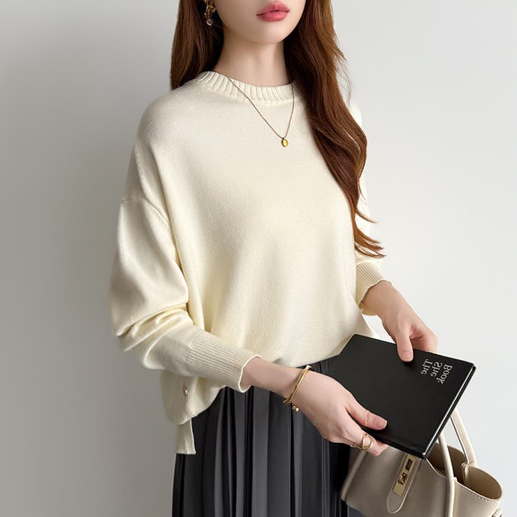 ゆったりロングニット サイドスリット オフィスカジュアル | COCOMOMO | 詳細画像15 