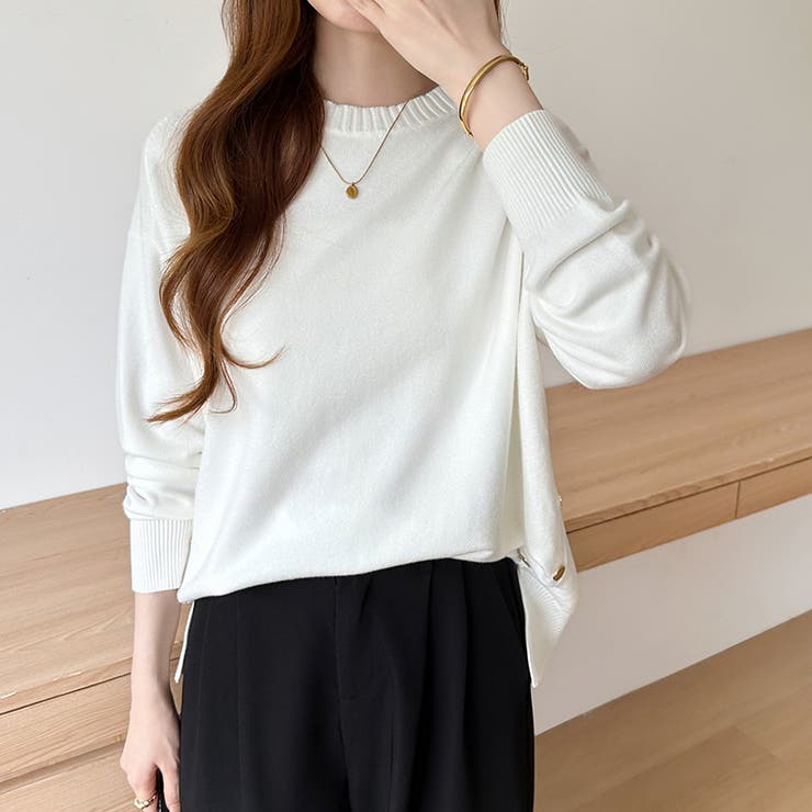 ゆったりロングニット サイドスリット オフィスカジュアル | COCOMOMO | 詳細画像23 