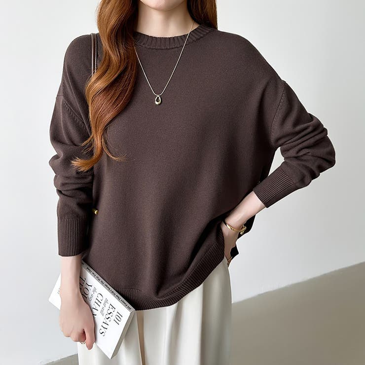 ゆったりロングニット サイドスリット オフィスカジュアル | COCOMOMO | 詳細画像29 