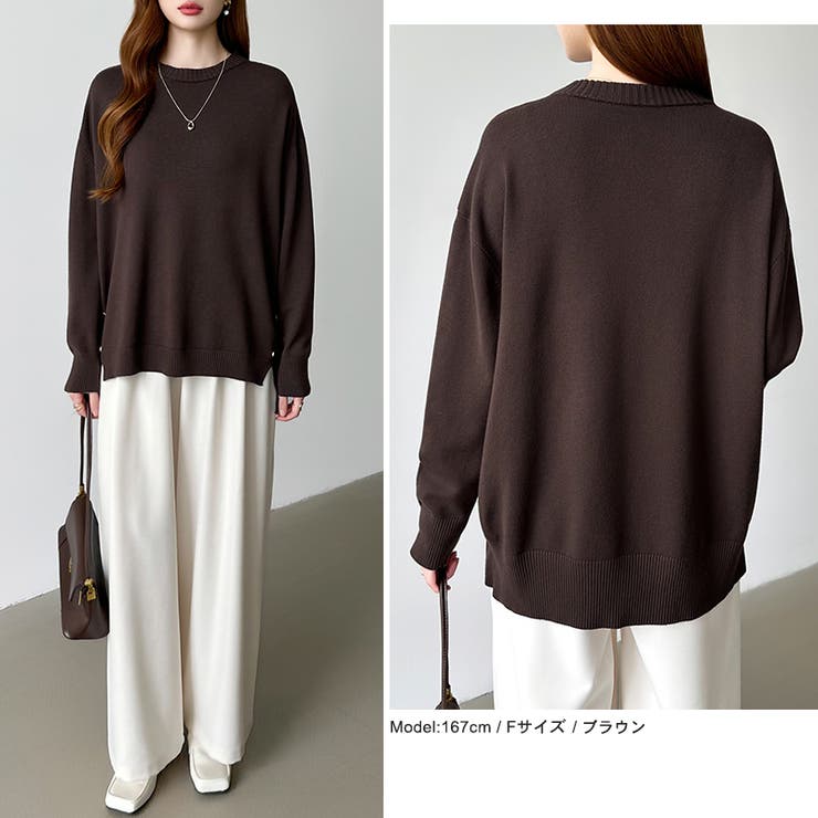 ゆったりロングニット サイドスリット オフィスカジュアル | COCOMOMO | 詳細画像31 