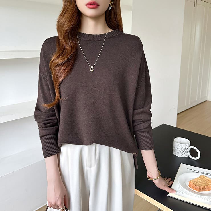 ゆったりロングニット サイドスリット オフィスカジュアル | COCOMOMO | 詳細画像33 