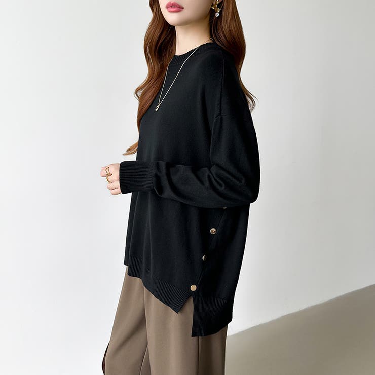 ゆったりロングニット サイドスリット オフィスカジュアル | COCOMOMO | 詳細画像46 