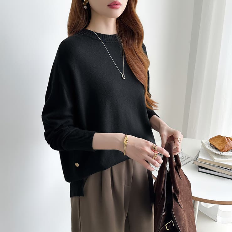 ゆったりロングニット サイドスリット オフィスカジュアル | COCOMOMO | 詳細画像50 