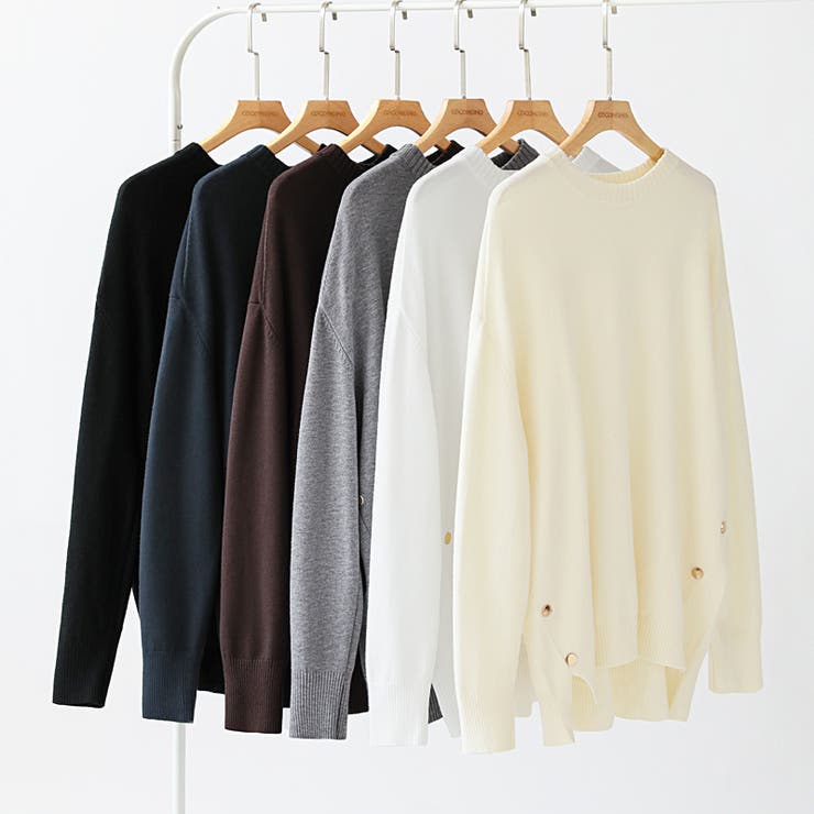 ゆったりロングニット サイドスリット オフィスカジュアル | COCOMOMO | 詳細画像51 