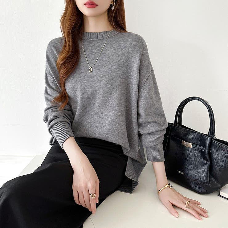 ゆったりロングニット サイドスリット オフィスカジュアル | COCOMOMO | 詳細画像8 