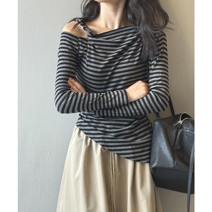 ツイストオフショルダートップス ワンショルダーニット オフショルダー | COCOMOMO | 詳細画像6 