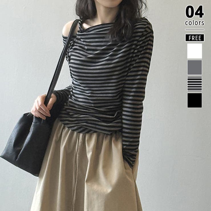 ブラック.ボーダー | ツイストオフショルダートップス ワンショルダーニット オフショルダー | COCOMOMO