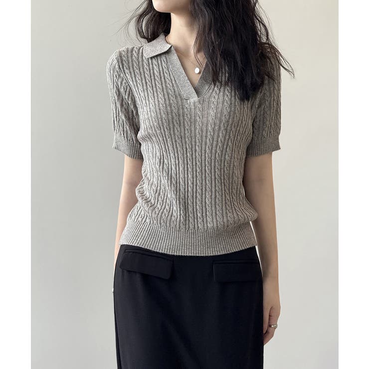 ケーブルニット ポロニット サマーニット | COCOMOMO | 詳細画像13 