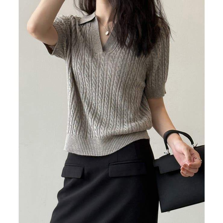 ケーブルニット ポロニット サマーニット | COCOMOMO | 詳細画像14 