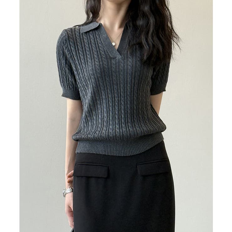 ケーブルニット ポロニット サマーニット | COCOMOMO | 詳細画像15 