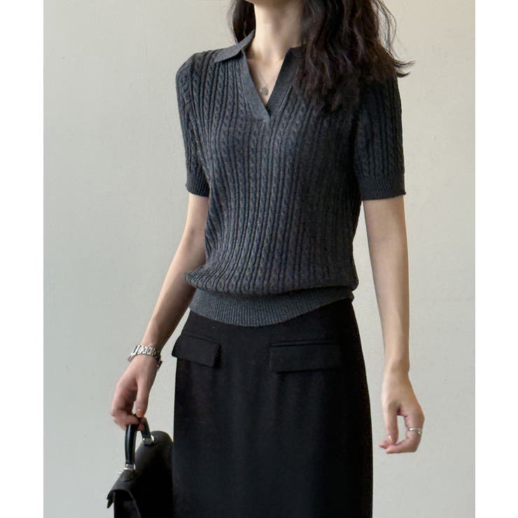 ケーブルニット ポロニット サマーニット | COCOMOMO | 詳細画像16 