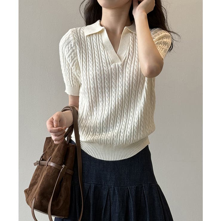 ケーブルニット ポロニット サマーニット | COCOMOMO | 詳細画像2 