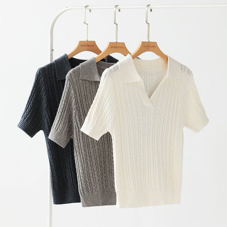 ケーブルニット ポロニット サマーニット | COCOMOMO | 詳細画像20 