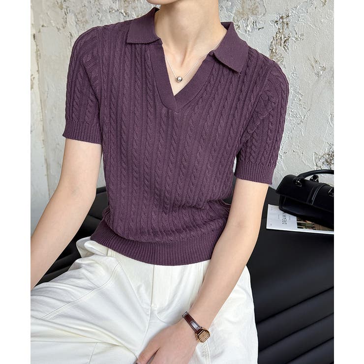 ケーブルニット ポロニット サマーニット | COCOMOMO | 詳細画像19 