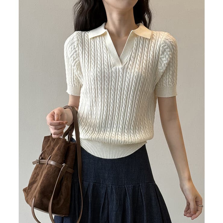 ケーブルニット ポロニット サマーニット | COCOMOMO | 詳細画像3 