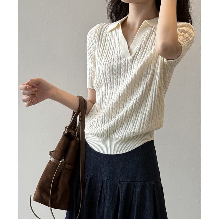 ケーブルニット ポロニット サマーニット | COCOMOMO | 詳細画像4 