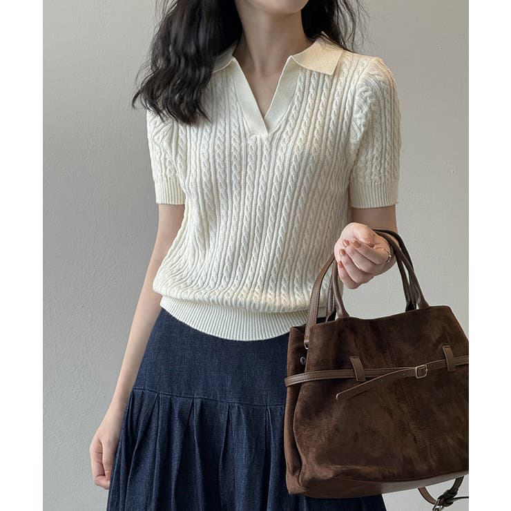 ケーブルニット ポロニット サマーニット | COCOMOMO | 詳細画像6 