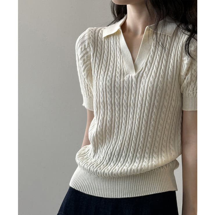 ケーブルニット ポロニット サマーニット | COCOMOMO | 詳細画像7 