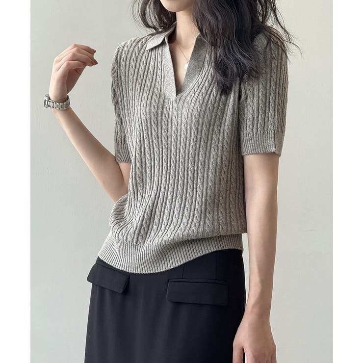 ケーブルニット ポロニット サマーニット | COCOMOMO | 詳細画像8 