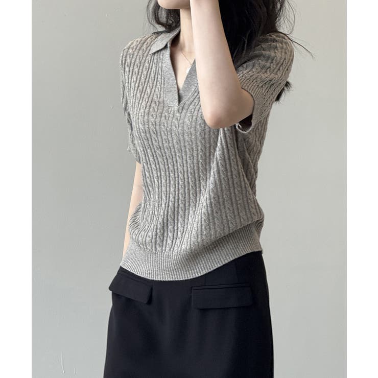 ケーブルニット ポロニット サマーニット | COCOMOMO | 詳細画像9 