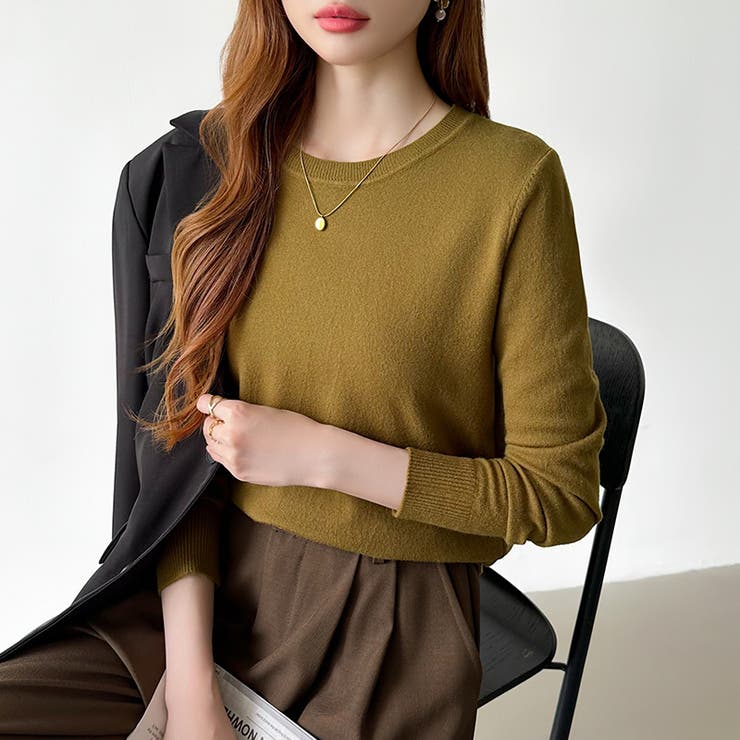 クルーネックニット 長袖ニット ニット | COCOMOMO | 詳細画像20 