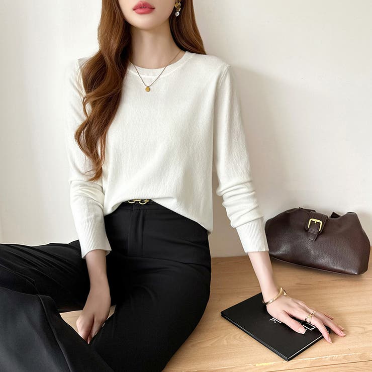 クルーネックニット 長袖ニット ニット | COCOMOMO | 詳細画像32 