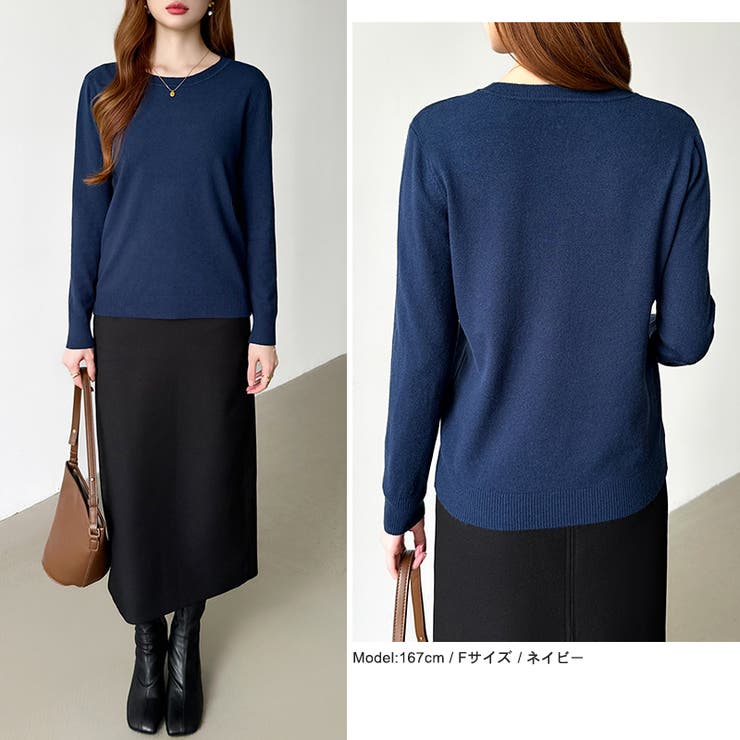 クルーネックニット 長袖ニット ニット | COCOMOMO | 詳細画像37 