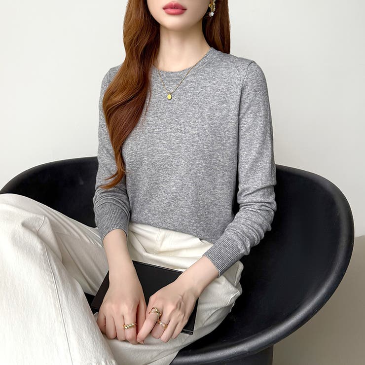 クルーネックニット 長袖ニット ニット | COCOMOMO | 詳細画像47 