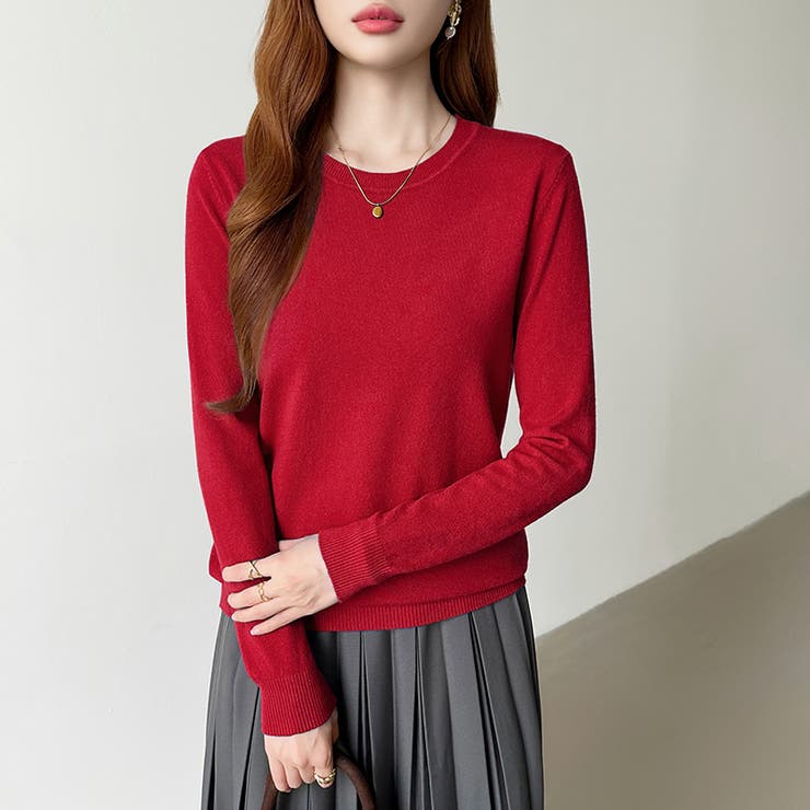 クルーネックニット 長袖ニット ニット | COCOMOMO | 詳細画像48 