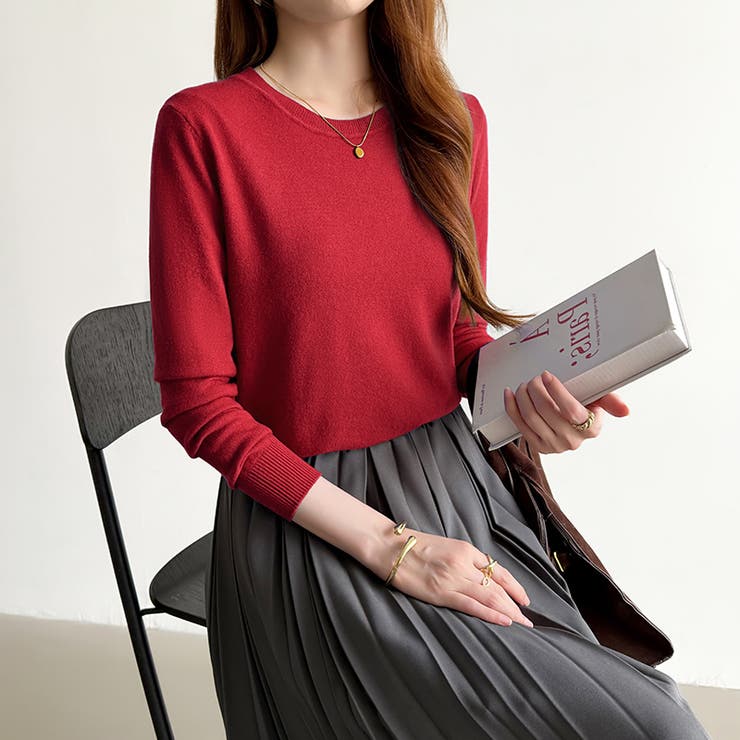 クルーネックニット 長袖ニット ニット | COCOMOMO | 詳細画像49 