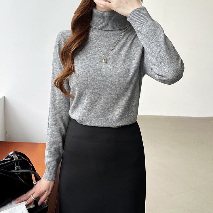 9色展開カラーニット タートルネック ニット | COCOMOMO | 詳細画像10 