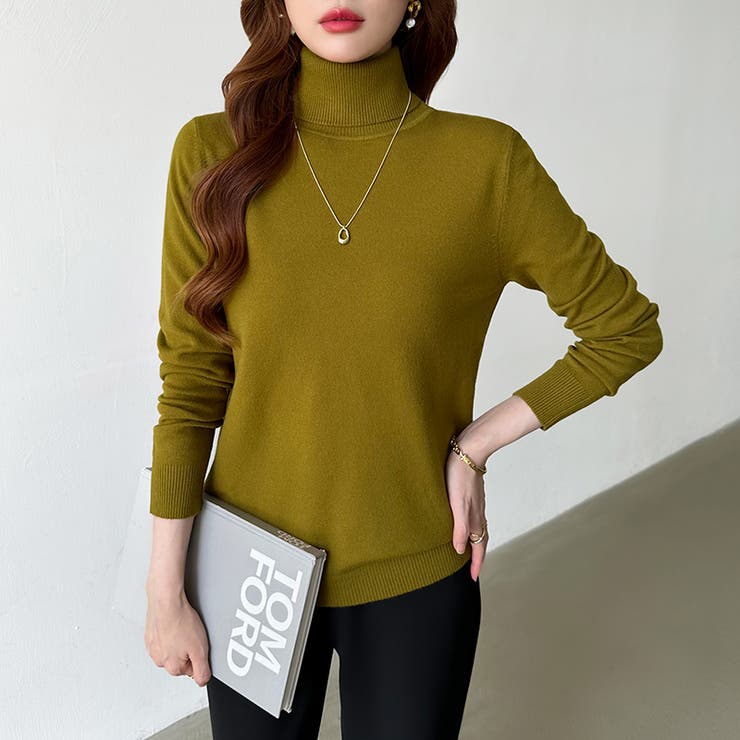 9色展開カラーニット タートルネック ニット | COCOMOMO | 詳細画像17 