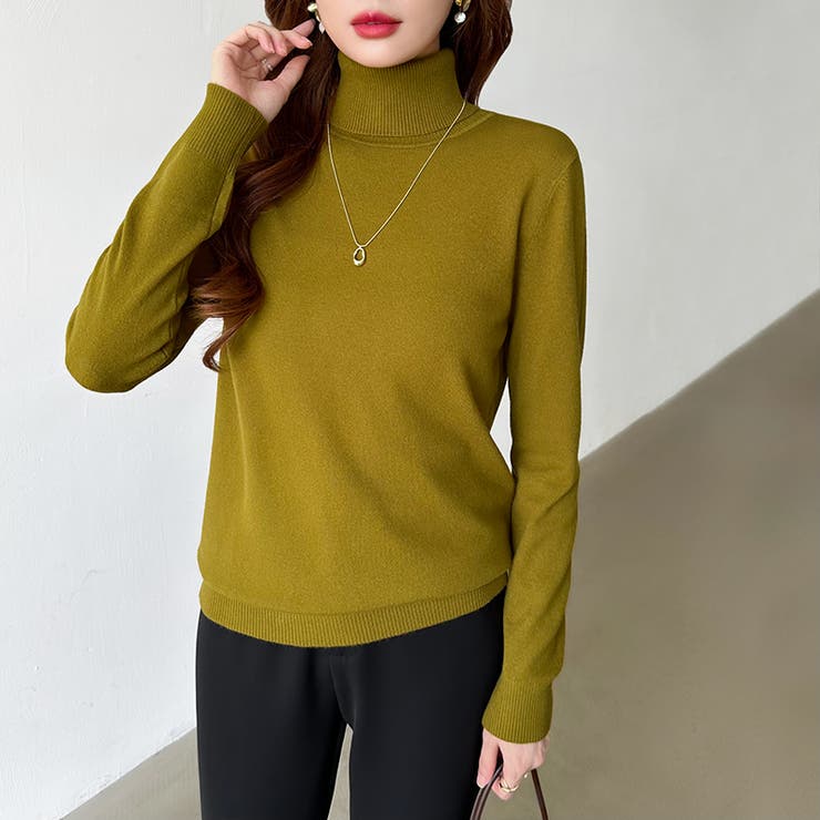 9色展開カラーニット タートルネック ニット | COCOMOMO | 詳細画像18 