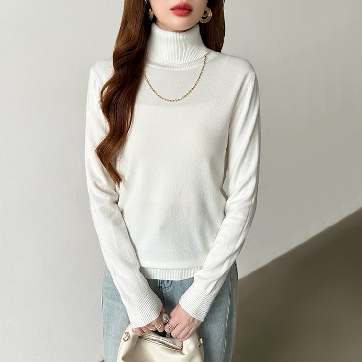 9色展開カラーニット タートルネック ニット | COCOMOMO | 詳細画像1 