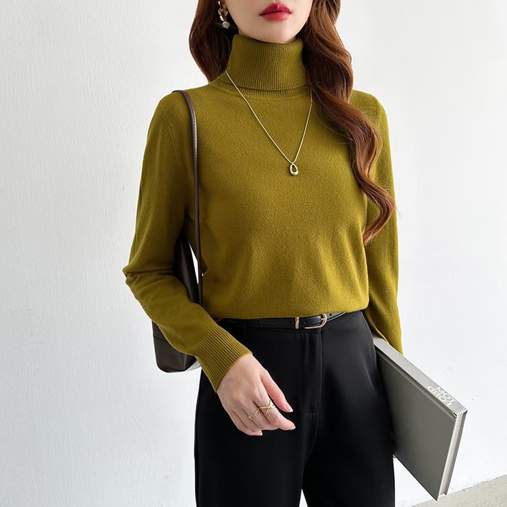 9色展開カラーニット タートルネック ニット | COCOMOMO | 詳細画像22 