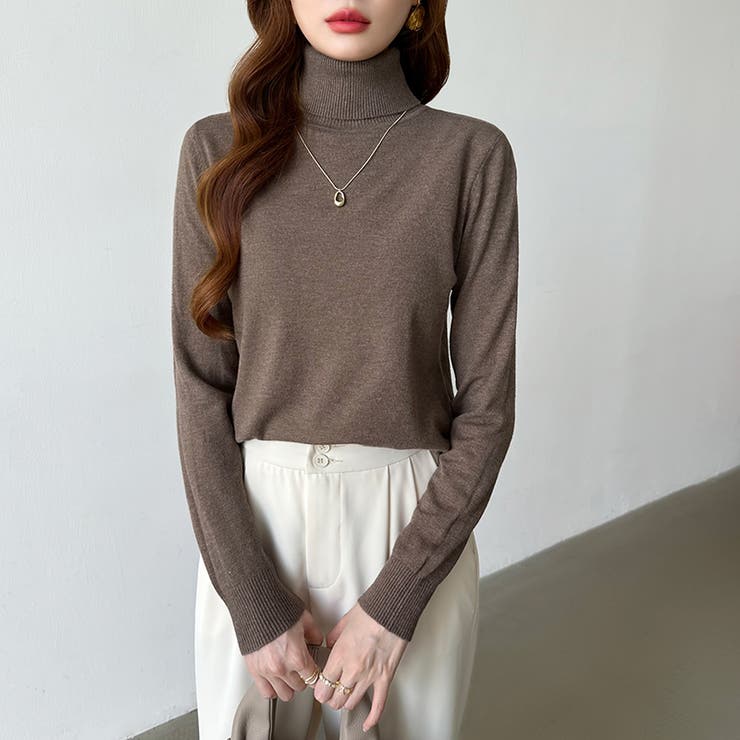 9色展開カラーニット タートルネック ニット | COCOMOMO | 詳細画像25 