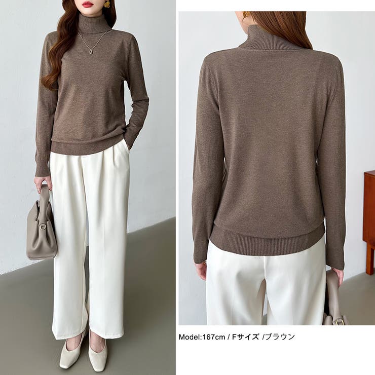 9色展開カラーニット タートルネック ニット | COCOMOMO | 詳細画像28 