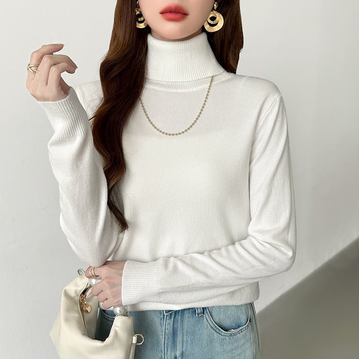 9色展開カラーニット タートルネック ニット | COCOMOMO | 詳細画像2 