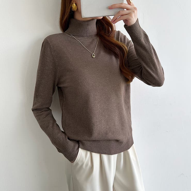 9色展開カラーニット タートルネック ニット | COCOMOMO | 詳細画像30 