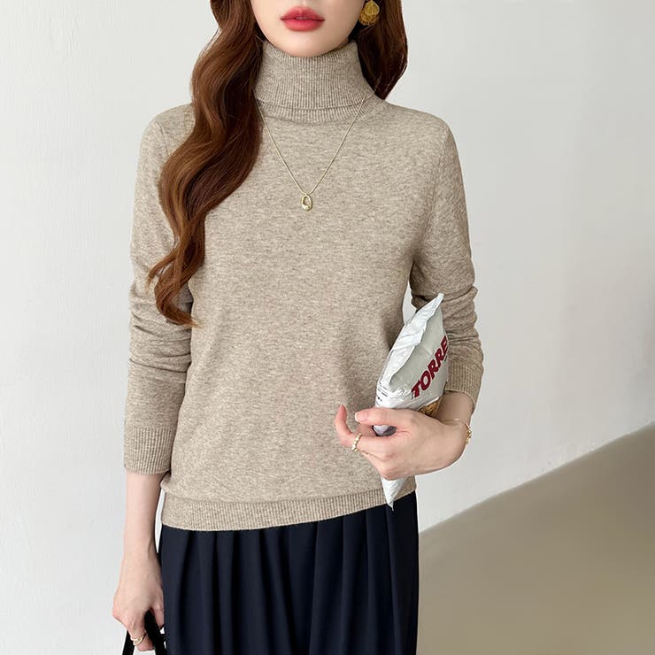 9色展開カラーニット タートルネック ニット | COCOMOMO | 詳細画像33 