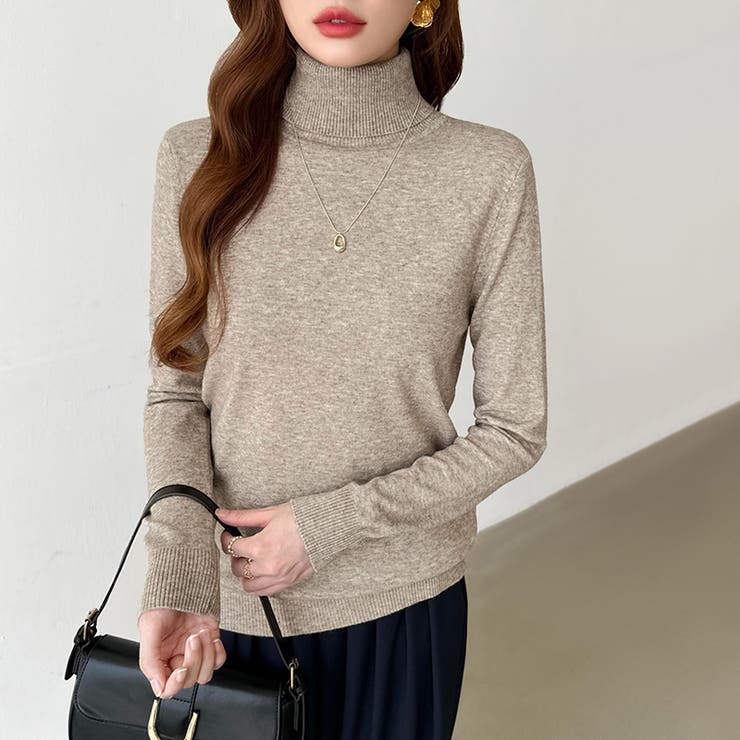 9色展開カラーニット タートルネック ニット | COCOMOMO | 詳細画像35 