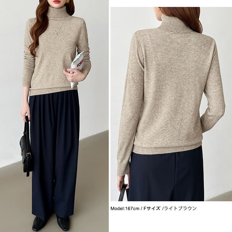 9色展開カラーニット タートルネック ニット | COCOMOMO | 詳細画像36 