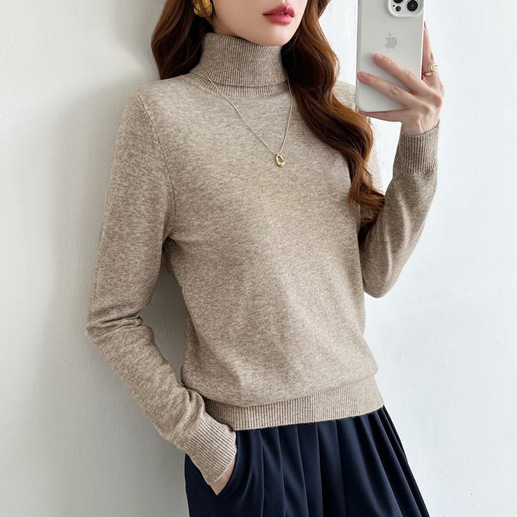 9色展開カラーニット タートルネック ニット | COCOMOMO | 詳細画像38 