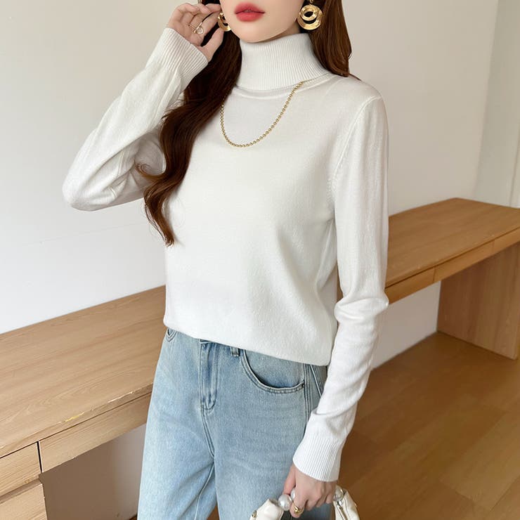 9色展開カラーニット タートルネック ニット | COCOMOMO | 詳細画像3 