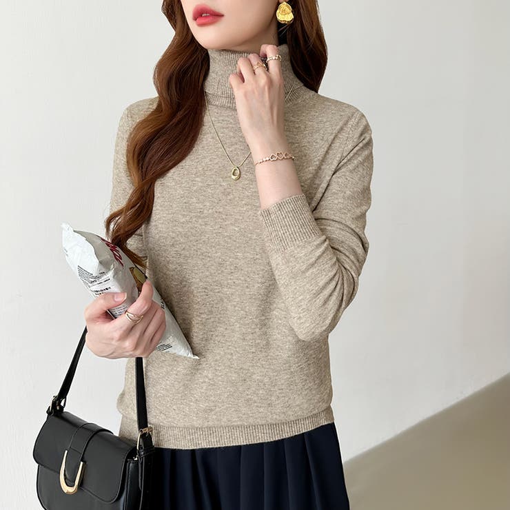 9色展開カラーニット タートルネック ニット | COCOMOMO | 詳細画像39 